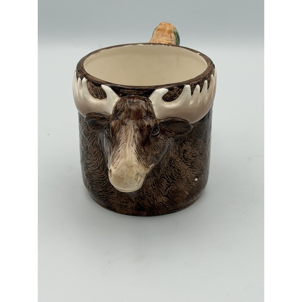 Omnibus Fitz & Floyd Moose Mug 1994 Hand Painted Sculpted Lodge Cabin Coffee Cup